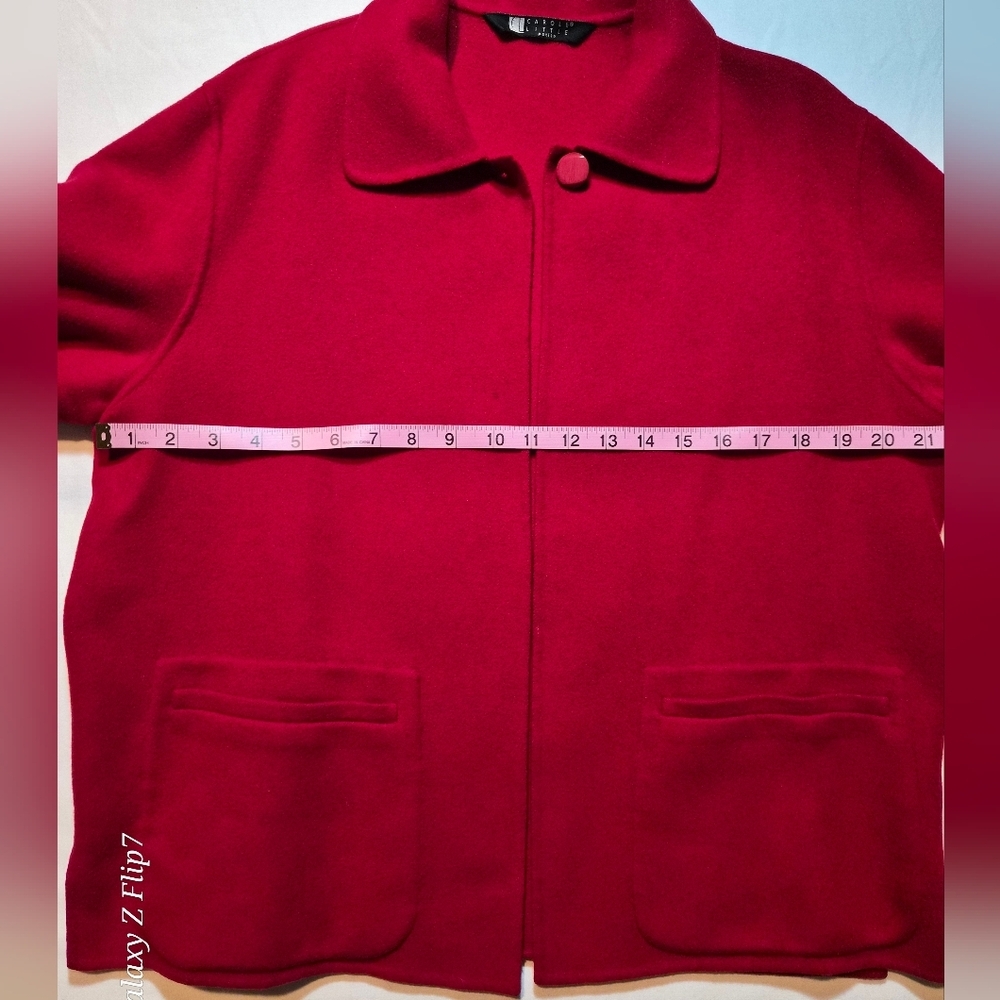 Carole Little Petite 100% Pure Wool Minimalist Jacket - Magenta - Picture 4 of 10
